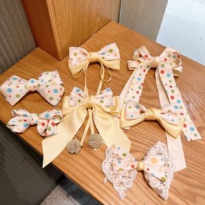 Children Kids Baby Fashion Girls Print Bowknot Hairclip Hair Accessories