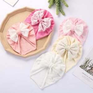 Children Kids Baby Fashion Girls Bowknot Candy Color Turban Beanie Cap