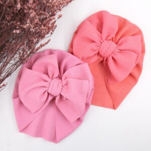 Children Kids Baby Fashion Girls Bowknot Candy Color Turban Beanie Cap