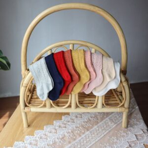 Children Kids Baby Fashion Girls Solid Color Hollowed Out Mid-Length Socks