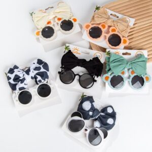 Children Kids Baby Fashion Girls cartoon Sunglasses and Headband Set