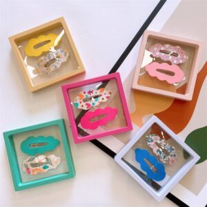 Children Kids Baby Fashion Girls Cartoon Fluorescent Color Printing Hair Clip Accessories