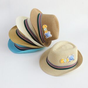 Children Kids Baby Fashion Girls Boys Cartoon Sunscreen Woven Straw Hat