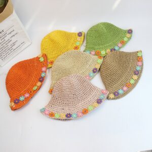 Children Kids Baby Fashion Girls Floral Sunscreen Woven Straw Hat