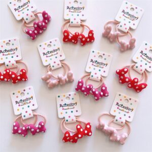 Children Kids Baby Fashion Girls Cartoon Polka-Dot Bow Hair Ring Head Rope