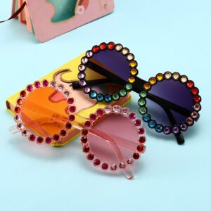 Children Kids Baby Fashion Girls Boys Cartoon Rhinestones Sunflower Round Sunglasses