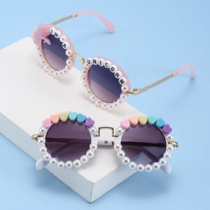 Children Kids Baby Fashion Girls Boys Pearl Sunglasses