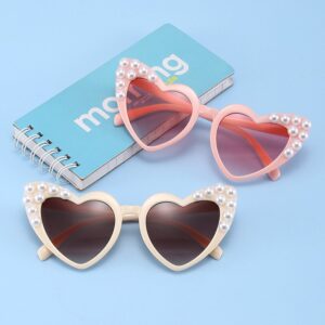 Children Kids Baby Fashion Girls Heart Pearl Glasses Sunglasses