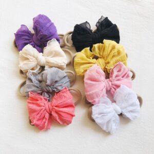 Children Kids Baby Fashion Girls Solid Color Bow Nylon Headband