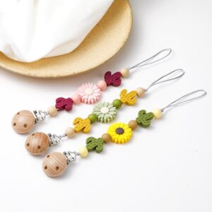 Toddlers Newborn Baby Fashion Baby Cartoon Cactus Floral Anti-Drop Pacifier Chains