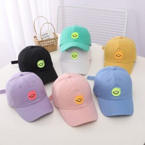 Children Kids Baby Fashion Girls Boys Embroidery Smiley Peaked Cap