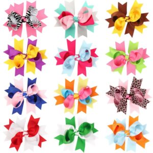 Children Kids Toddlers Fashion Girls Print Color Matching Bow Knot Hair Clip