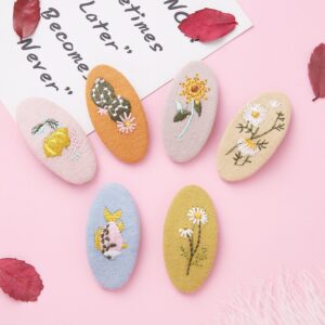 Children Kids Toddlers Fashion Girls Floral Embroidery Hairpin Hair Accessories