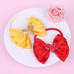 Children Kids Toddlers Girls Valentine's Day Bowknot Heart Nylon Headband
