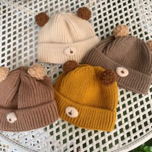 Toddlers Newborn Baby Cartoon Cute Bear Ear Pattern Knitted Cap
