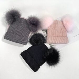 Toddlers Newborn Baby Girls Boys Cute Double Wool Ball Warm Cap
