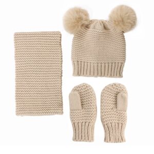 Toddlers Newborn Baby Girls Boys Warm Knitted Hat And Scarf Gloves Set