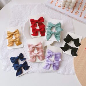 Children Kids Toddlers Girls Solid Color Bow Hairpin Hair Accessories