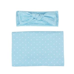 Baby Newborn Dots Print Swaddle Blanket Wrapping Towel And Headband 2pcs Set