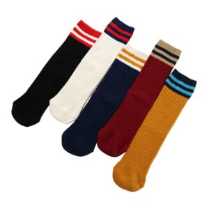 Kids Solid Color Stripe Over-The-Knee Socks