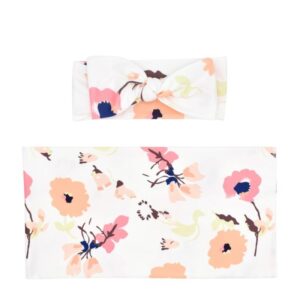 Baby Newborn Floral Swaddle Blanket And Bow Headband