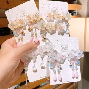 Girls Retro Floral Tassel Design Hair Accessories