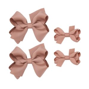 4pcs/set Girls Simple Solid Color Bowknot Decor Bobby Pin