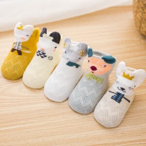 Baby Thin Mesh Breathable Cartoon Pattern Socks 5pcs/Pack