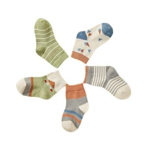 Children's Solid Color Cotton Mid-Tube Socks 5 Pairs/Pack