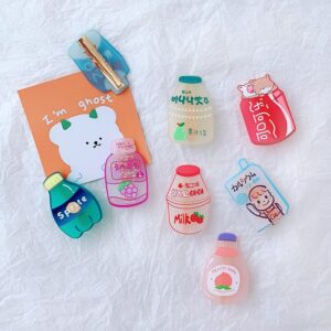 Kids Cute Acrylic Strawberry Yakult Drink Hairpin Hair Accessories