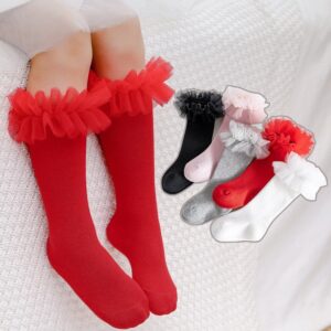 Kids Fashion Soft Cotton Fluffy Mesh Lace Tube Socks