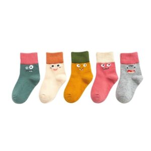 5 Pairs /Lot Cute Baby Socks Autumn Rainbow Striped Cotton Socks For Children Toddlers Cotton Socks