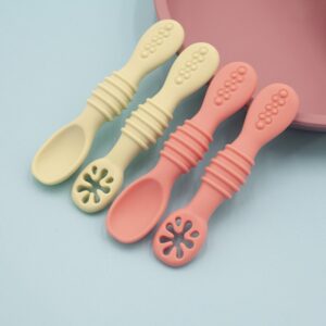 Kids Food Grade Silicone Sticky Spoon Kids Sticky Spoon Soup Spoon Fruit Color Silicone Training Spoon