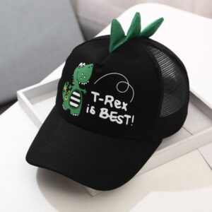 Kids Cute Cartoon Dinosaur Pattern Adjustable Half Mesh Design Baseball Cap
