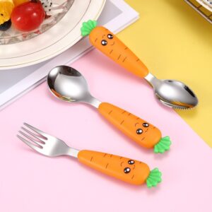Baby Gadgets Tableware Children Utensil Stainless Steel Toddler Dinnerware Cutlery Cartoon Carrot Baby Gadgets Feedkid