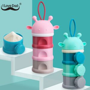 Cute Cartoon Baby Food Storage Containers Infant Milk Powder Box Formula Dispenser 3 Layers Portable Toddler Snacks Container