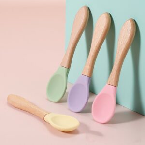 Baby Cute Simple Wooden Handle Splice Spoon