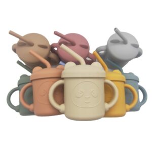 Panda Kids Silicone Learning Drinking Cup With Straw