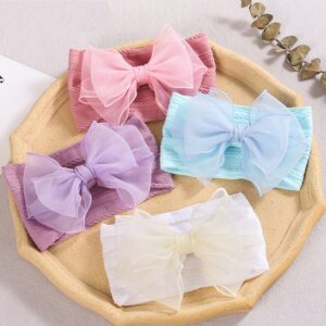 Kids Girls Sweet Lace Bow Soft Nylon Elastic Headband