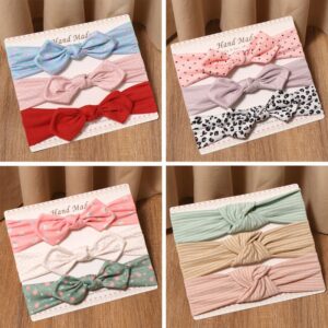 Kids Basic Printed Solid Color Bow Hair Accessory Headband Three-piece Set
