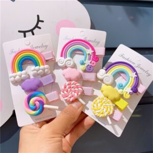 Girl Fancy Rainbow Candy Lovely 3 Pcs Set Hair Clip