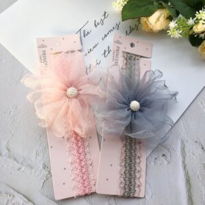 Baby Sweet Seersucker Flower Elastic Headband