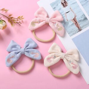 Girls Elegant Embroidery Bow Headband