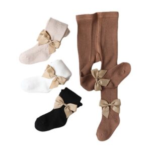Girls Simple Solid Color Bow Decor Bottoming Socks