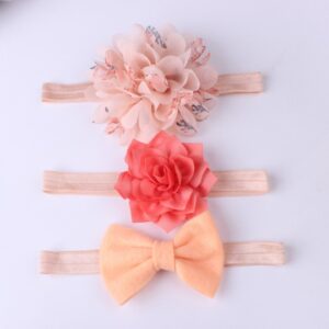 3pcs/set Baby Retro Flower Bow Decor Elastic Headband