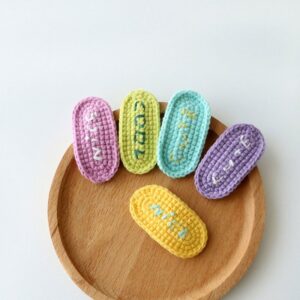 Girls Sweet Color Blocking Letter Wool Embroidery Hairpin