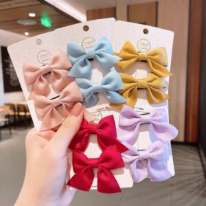 Girls Cute Solid Color Bowknot Duckbill Hairpin