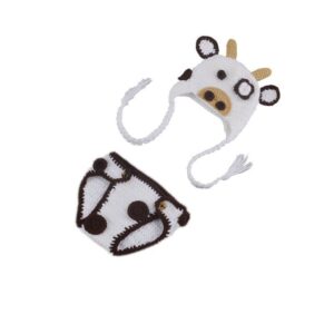 Kids Creative Cow Shaped Knitted Hat And Shorts Set