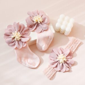Baby Elegant Bowknot Flower Crown Lace Decoration Hair Accessories And Socks Set