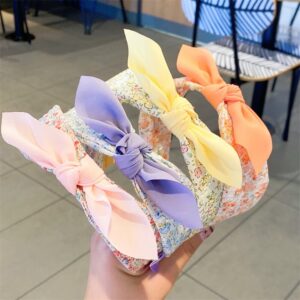 Girls Elegant Flower Pattern Bow Decoration Headband